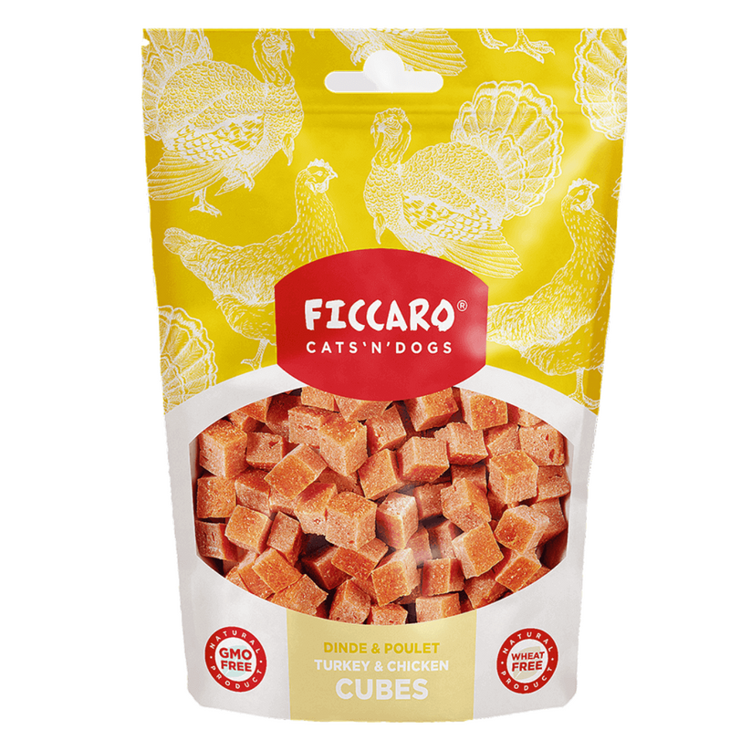 Ficcaro kalkun & kylling cubes, 100g