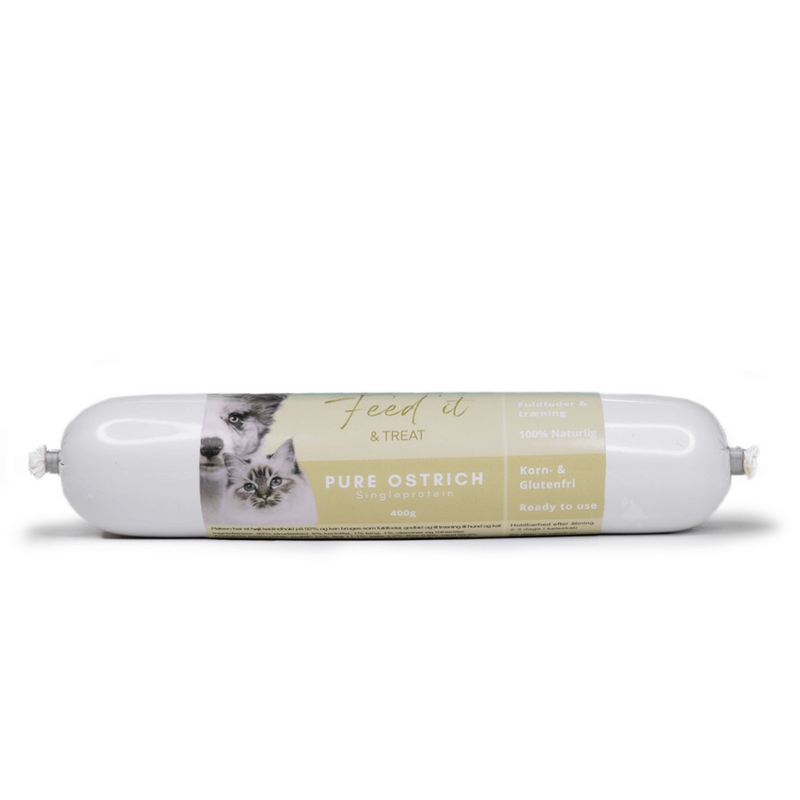 Feed'it & Treat Pure godbidspølse, struds 400g