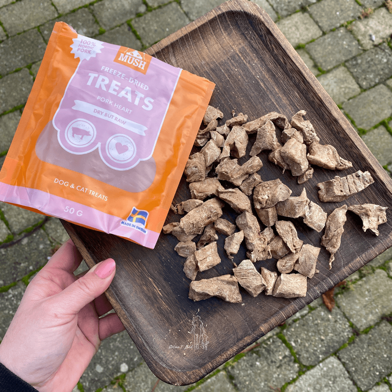 Mush frysetørrede grisehjerter, 55g