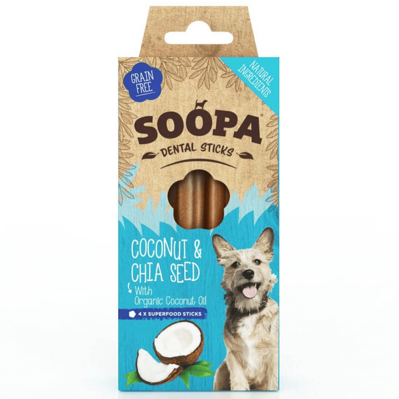 SOOPA Dental Sticks Coconut & Chia Seed, 100g (Bedst før 31.01.24)