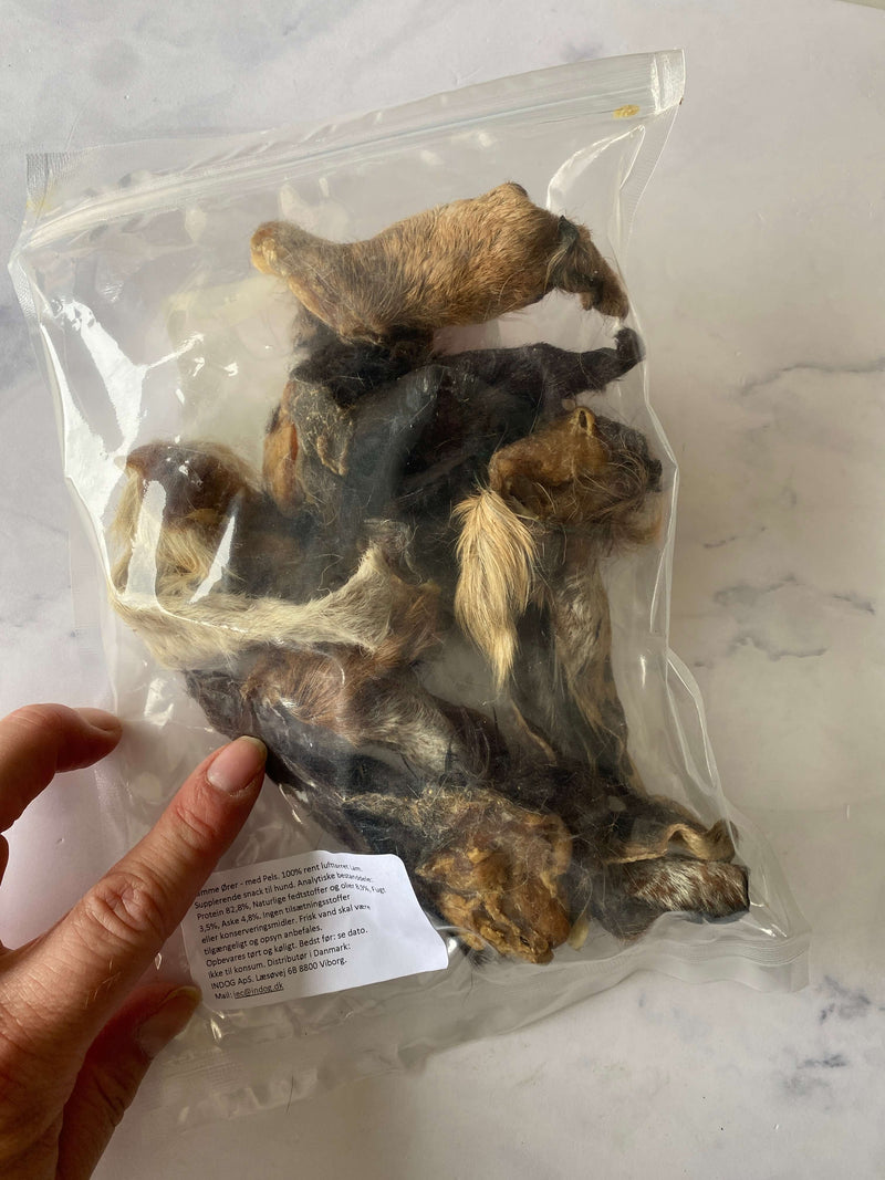 Jr lammeører med pels, 100g (2. sortering)
