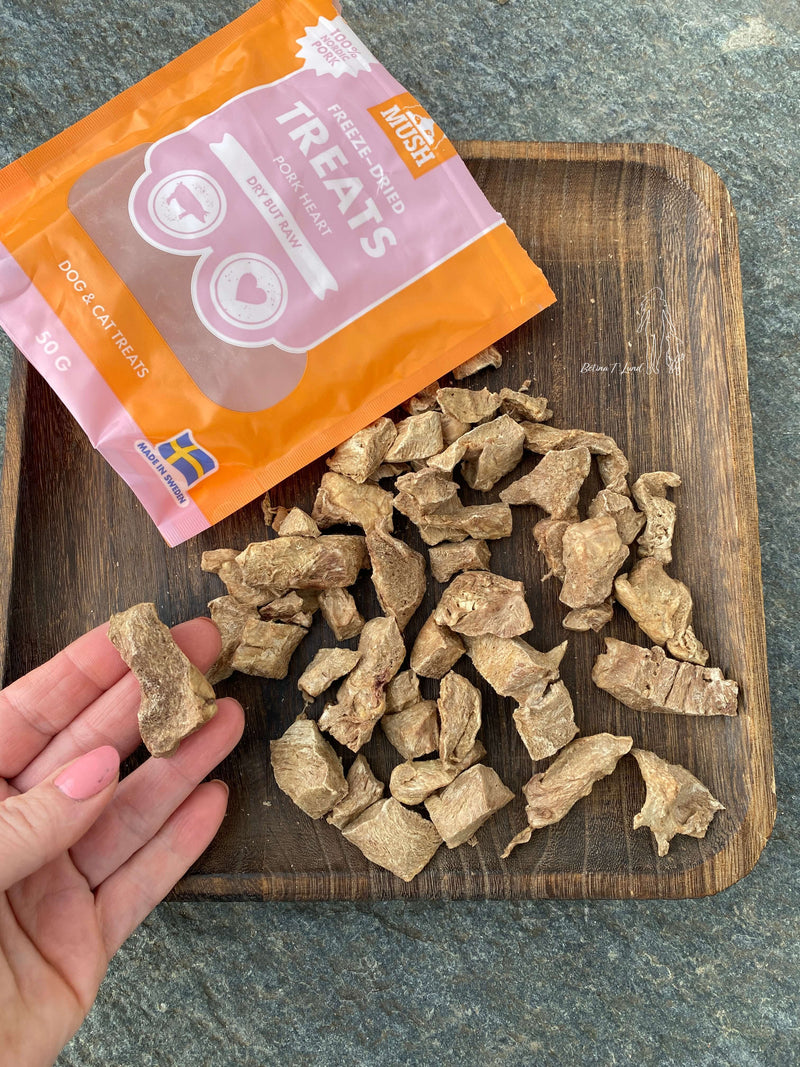 Mush frysetørrede grisehjerter, 55g