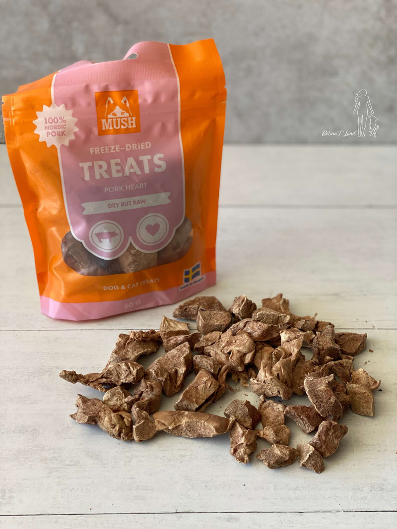 Mush frysetørrede grisehjerter, 55g