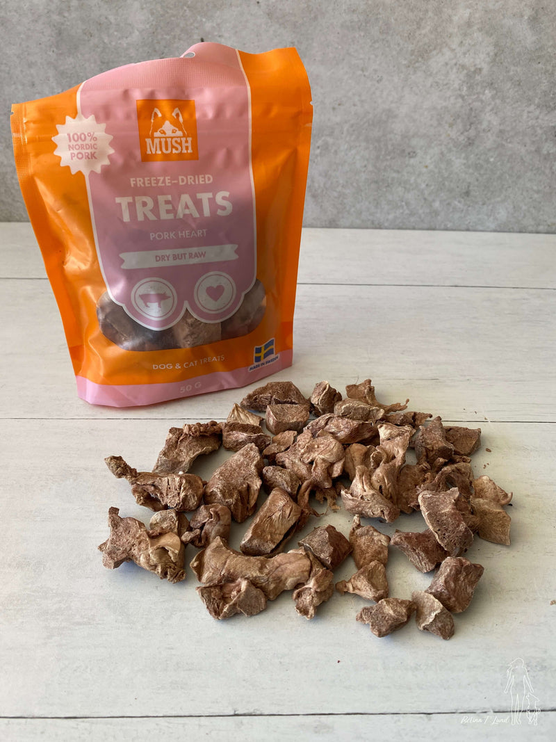 Mush frysetørrede grisehjerter, 55g