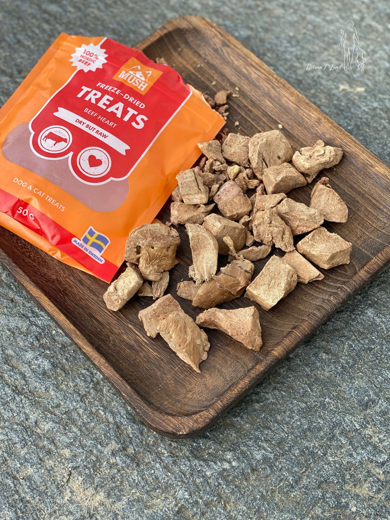 Mush frysetørrede oksehjerter, 55g