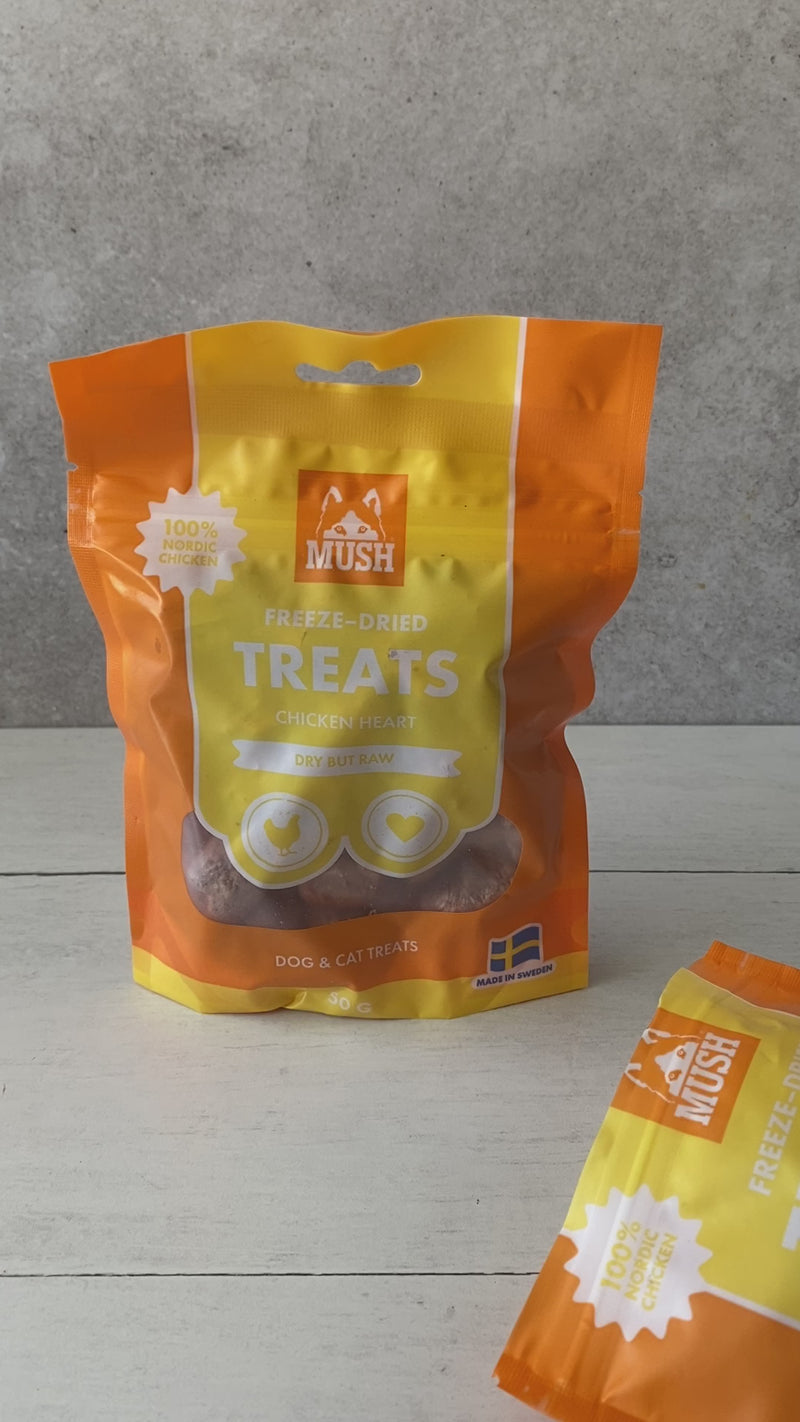 Mush frysetørrede kyllingehjerter (hele), 55g