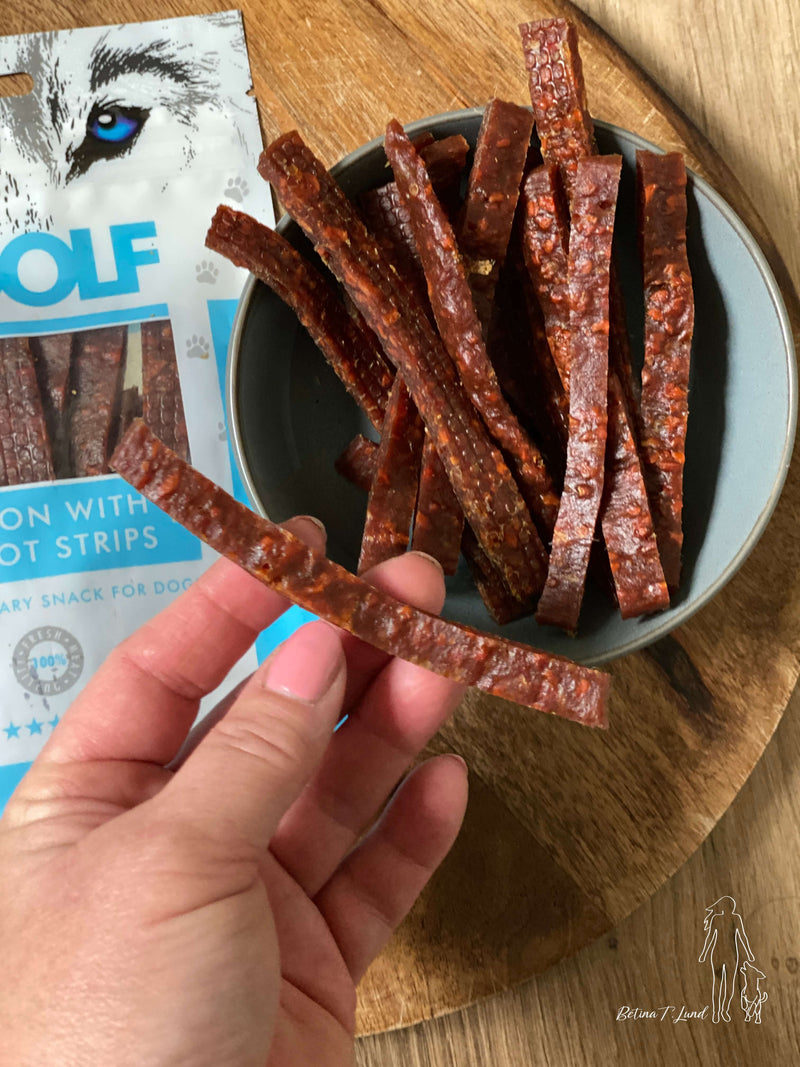 Woolf Laks & Gulerod Strips, 100g