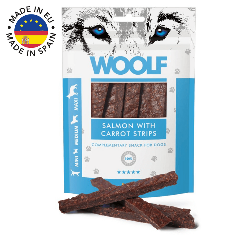 Woolf Laks & Gulerod Strips, 100g