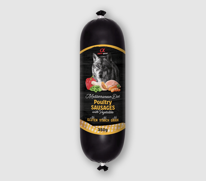 Alpha Spirit godbidspølser, kød & grøntsager