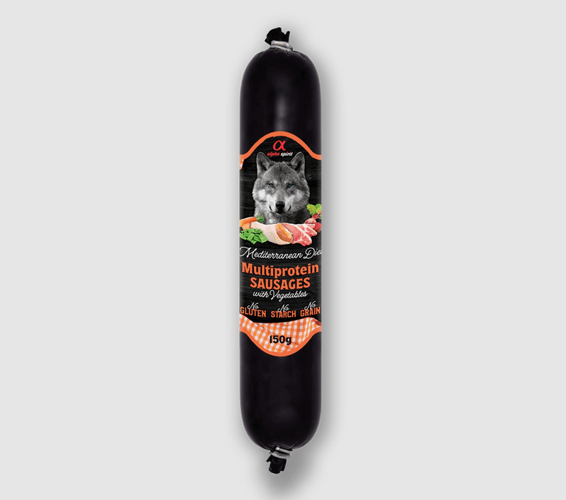 Alpha Spirit godbidspølser, kød & grøntsager