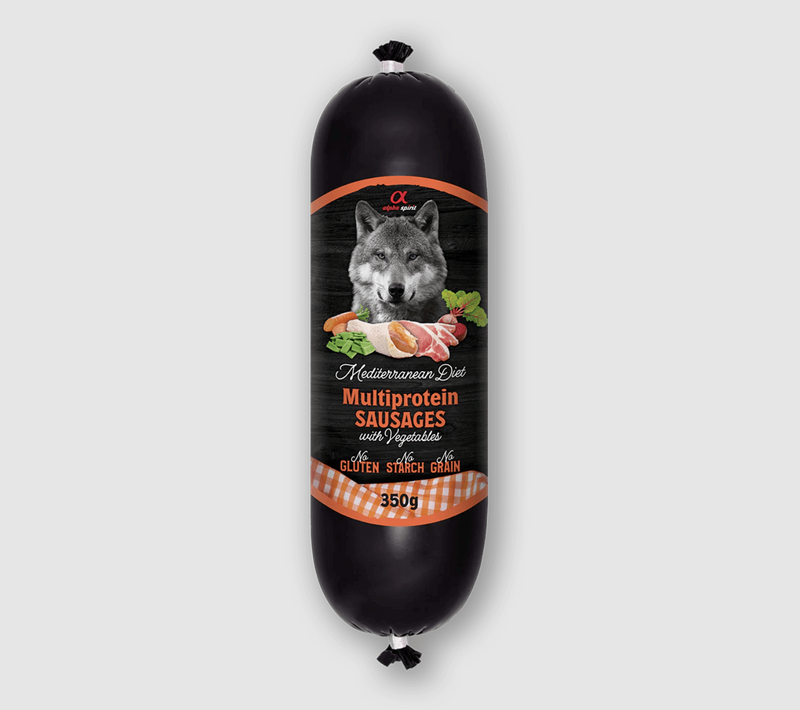 Alpha Spirit godbidspølser, kød & grøntsager