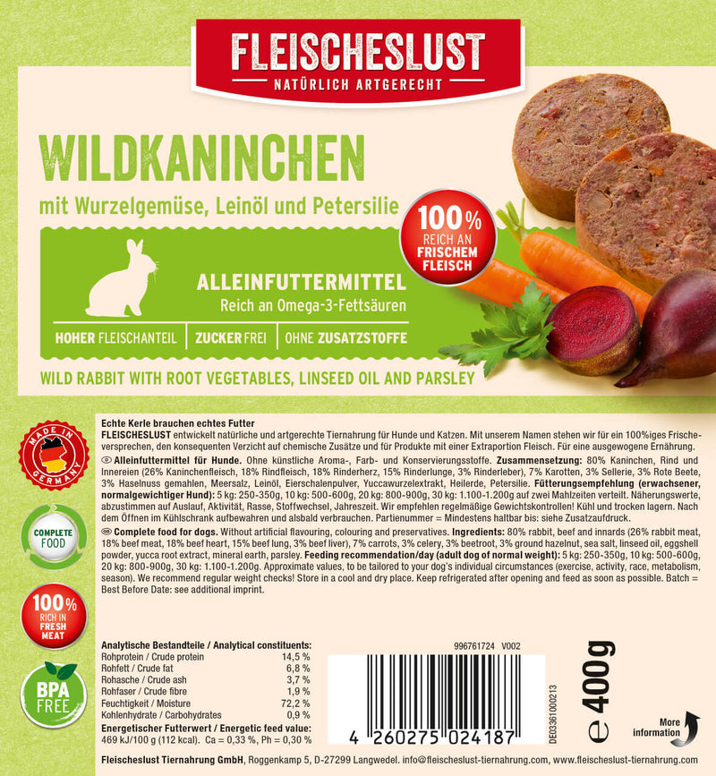 Fleischeslust foderpølse, classic kanin