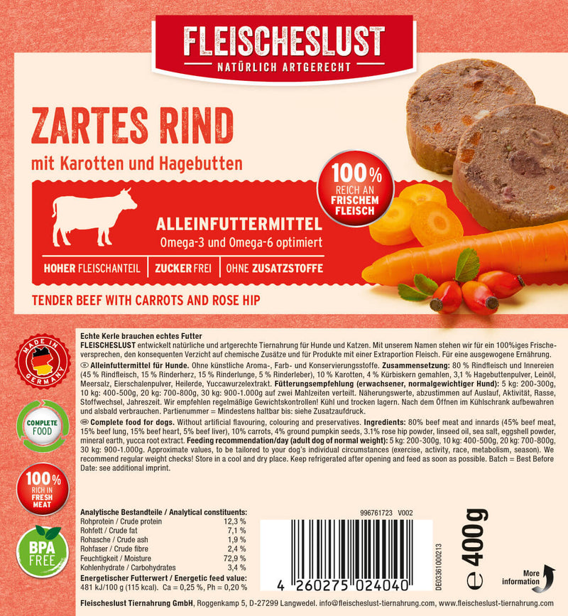 Fleischeslust foderpølse, classic okse