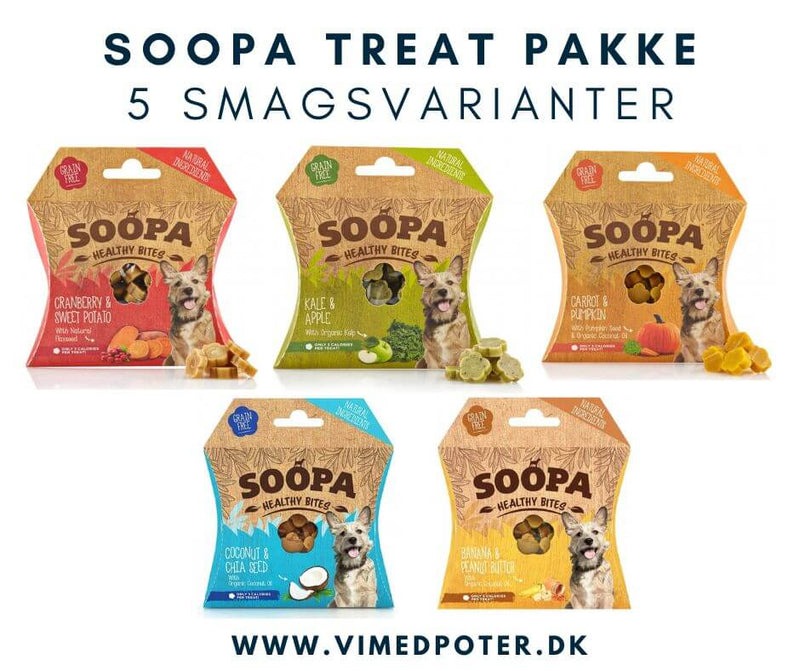 6 x Soopa Healthy Bites, (1 af hver variant)