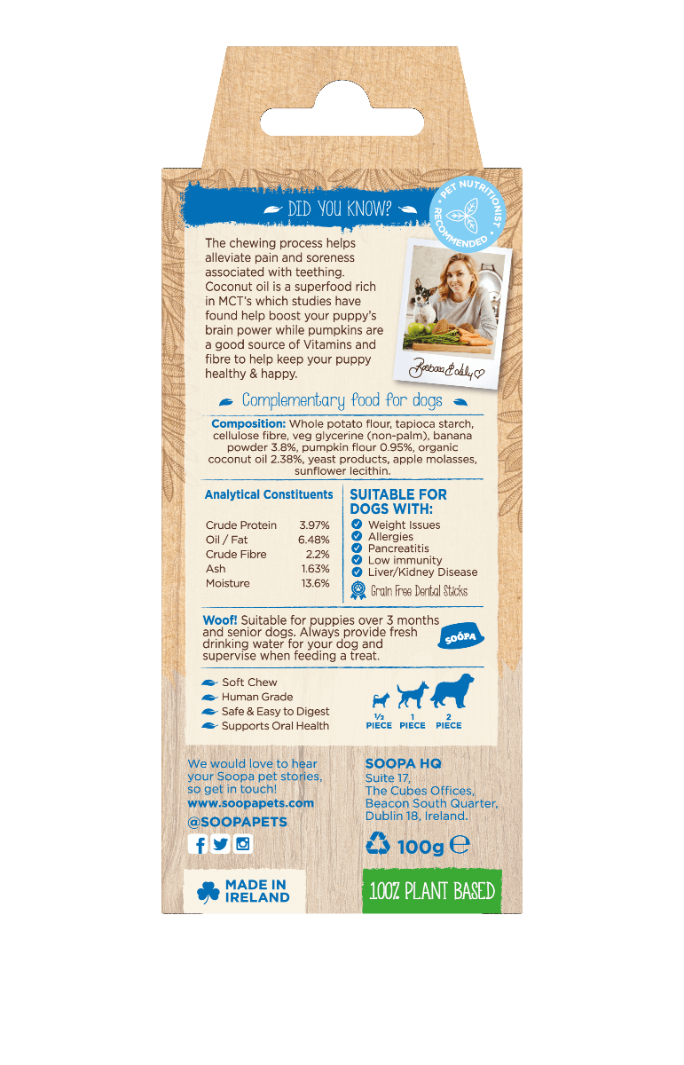 SOOPA Puppy Sticks Banana & Pumpkin, 100g