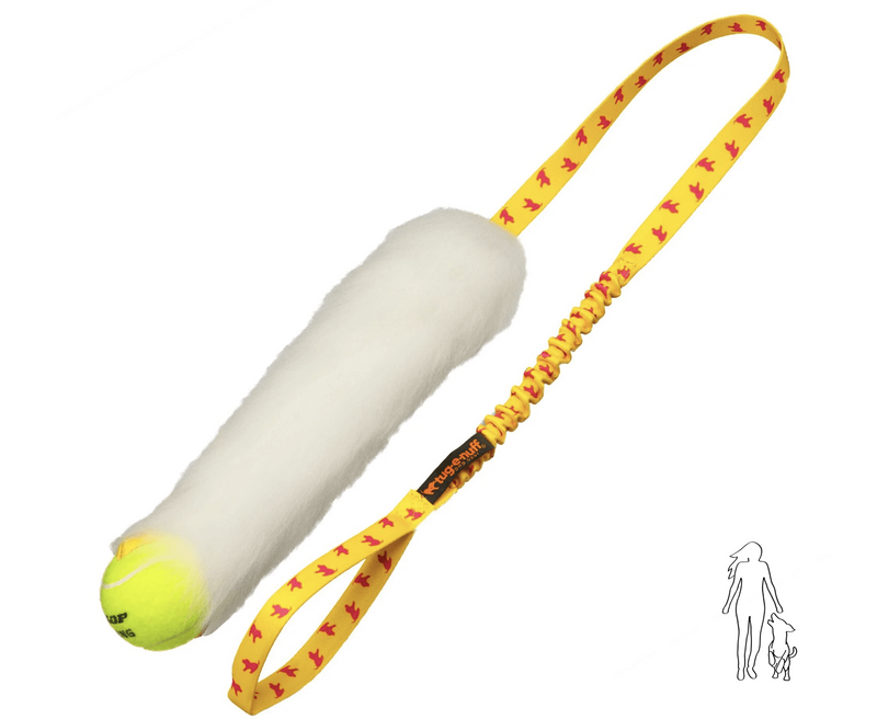 Sheepskin bungee chaser with tennis ball I Tug-e-nuff