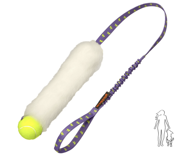 Sheepskin bungee chaser with tennis ball I Tug-e-nuff